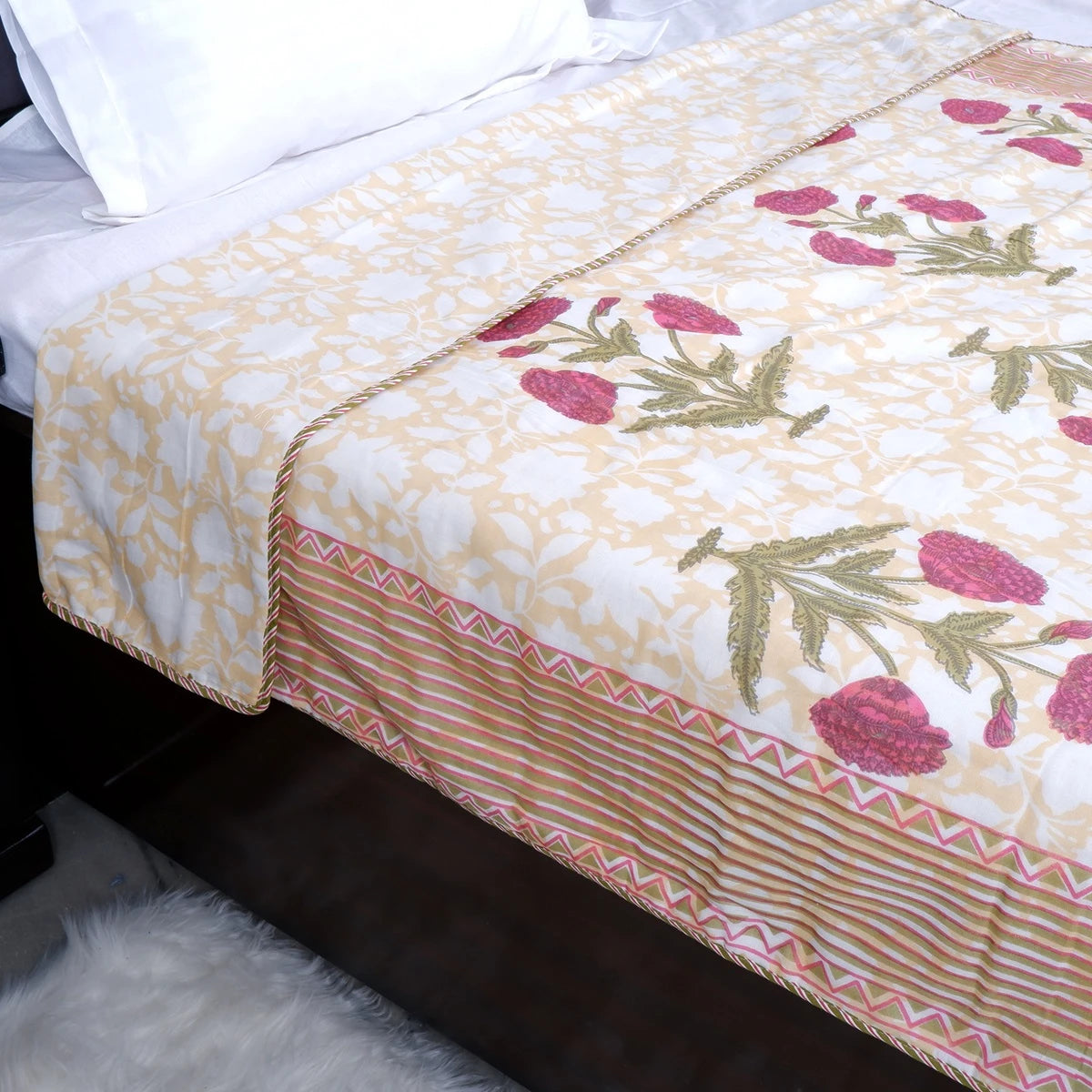 Jaipuri Dohar Blanket (Set of 2) | 100% Mulmul Cotton | Block Print | Single Bed - Bhumi
